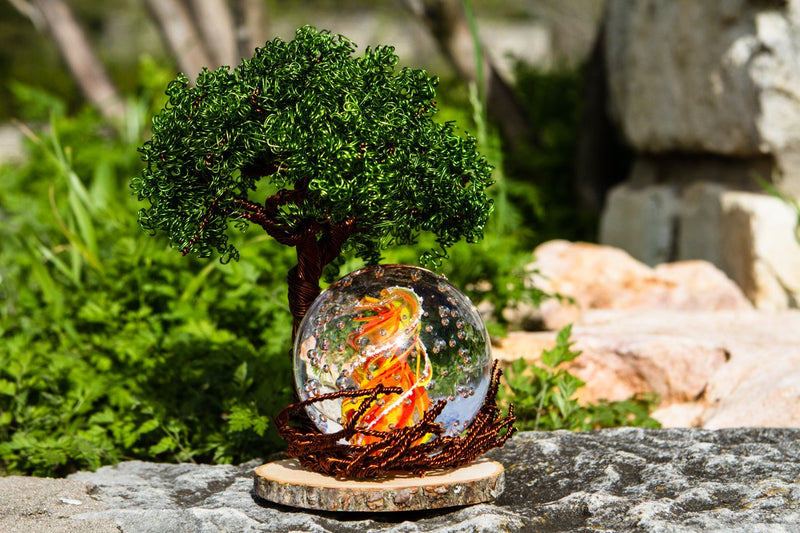Pale Ponderosa Tree Of Life with Spiral Bubble Flame Orb